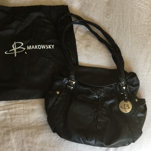 Oversized B Makowsky black leather bag